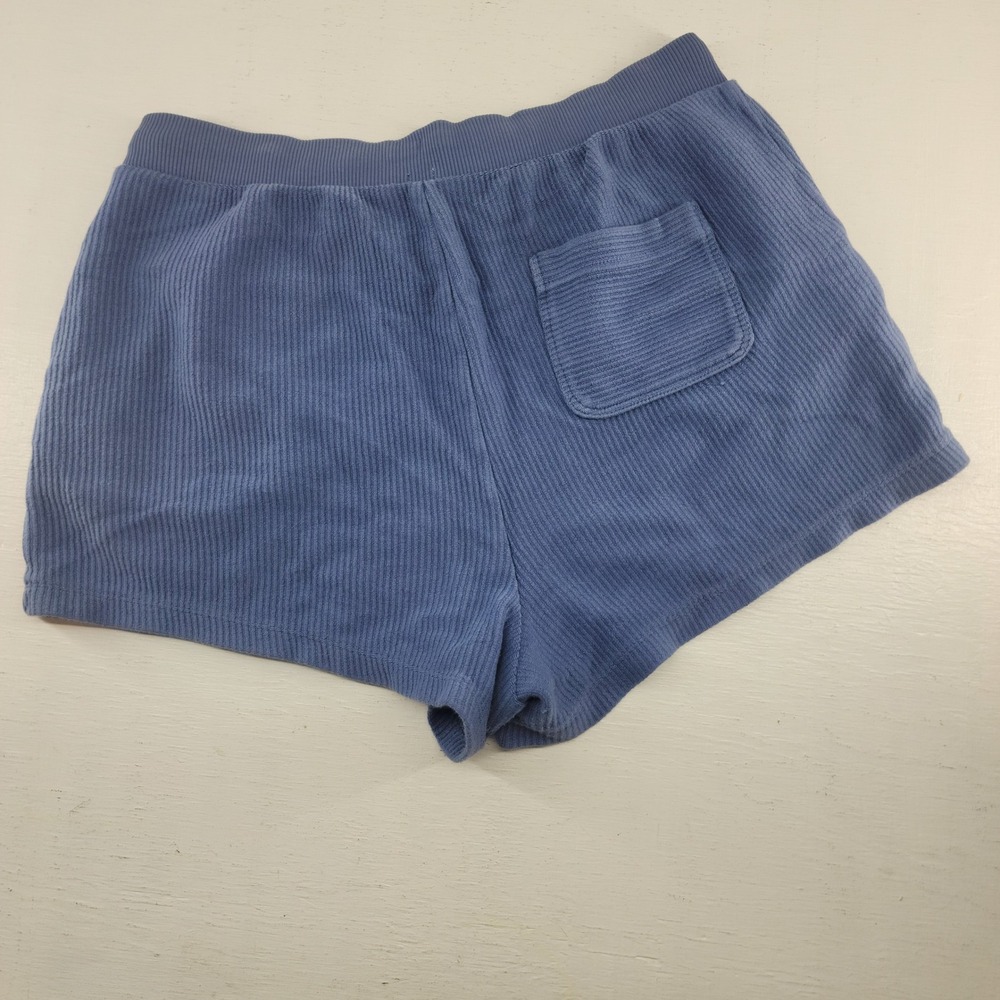 Aerie XL/T | Blue Ribbed Knit Drawstring Lounge Shorts 100% Cotton Pajamas - Picture 2 of 6